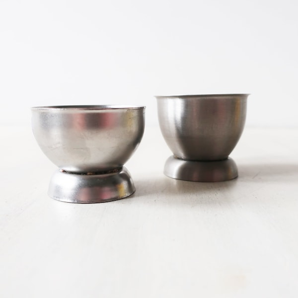 Vintage English egg cups, stainless steel egg cups