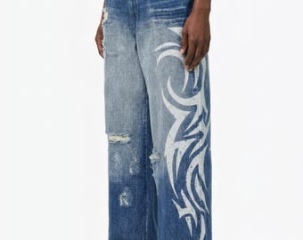 Blade XL Colossus-jeans – verontruste baggy denim met lichte wassing, oversized Y2K-streetwearjeans, vintage skatermodebroek met wijde pijpen