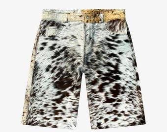 Pantalones cortos de piel de vaca hechos a mano: estampado de piel de vaquero del oeste