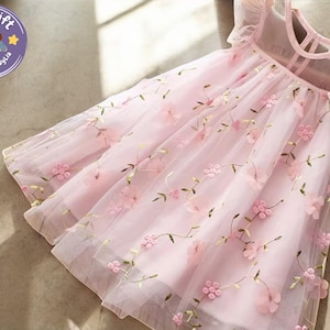 Kids Princess Dress | Lace Embroidery Summer Look | Flower Party Outfit | Cute Formal Toodler Clothes | Sweet Baby Girl Style