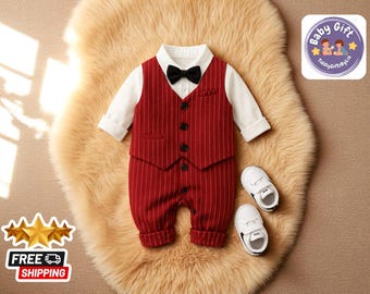 Baby Boy Gentleman Romper | Cotton Formal Party Outfit