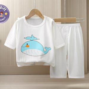 2-Piece Summer Kids Outfit | Cute Cartoon Cotton Set | Casual Tops & Loose Pants | Clothes for Boys and Girls | Comfortable Baby Look
