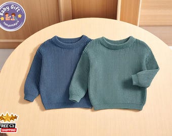 Baby Boys Knit Pullover | Soft Toddler Sweater, Solid Colors