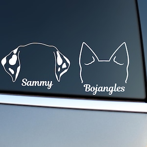 Dog Ear Car Decal, Dog Vinyl Decal, Dog Mom Car Decal, Dog Name Decal, Pet Ears Decal