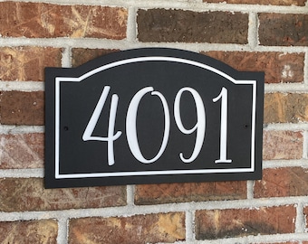 Address House Number sign, Durable Engraved plaque 14.5 x 9 Arch top Weatherproof, Great housewarming gift for new homeowner