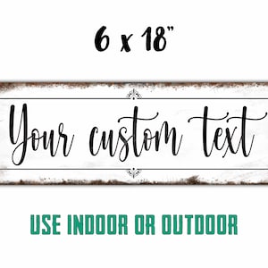 6 x 18" Custom Sign / 1 or 2 lines -last name sign, personalized wedding gift, first and last name sign, Rustic Wedding, established date