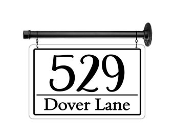 Address Sign, House Numbers, Hanging Street Plague, Mail Box Address, post bracket, Custom Metal Bracket, Business Sign, Hair Salon studio