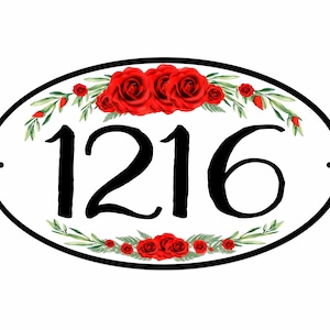 Flower Design House Number Plaque, Housewarming Gift, Realtor Gift, Address Sign, House Number, Number Plaque, Roses, Aluminum sign
