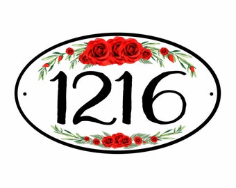 Flower Design House Number Plaque, Housewarming Gift, Realtor Gift, Address Sign, House Number, Number Plaque, Roses, Aluminum sign