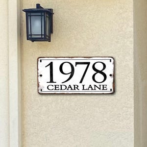 Address Sign, Metal House Number Sign, weather-resistant Aluminum, 6 x 12 Easy to install, address plaque, Great House Warming Gift