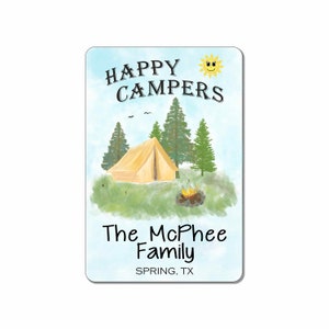 Happy Camper sign, Family Name Sign, Campsite Sign, Personalized Camping Sign, Family Camp Sign, Camper Gift, Metal Sign, Custom Camp Sign