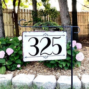Farmhouse Custom Address Hanging Sign, Cute Rustic Country Sign, Easy to Hang weather-resistant Aluminum, 8 x 12 house numbers