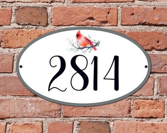 Cardinal Address Sign, House Number Plaque, Housewarming Gift, Realtor Gift, House Number, Number Plaque, Aluminum sign, floral sign