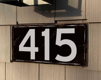 Address Sign, rectangle address plaque , House Numbers, Metal Rust Proof, Custom Address Sign, Large Numbers, hanging address, Rusty Black