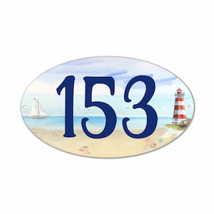 Beach House Design Address Plaque, Palm Tree Beachy Decor, Lighthouse, Starfish, Realtor Gift, Family Name, Sail boat seashell Plaque