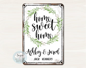 Home Sweet Home, Family Name Sign, Welcome to our home, porch sign, Last Name Sign, Rustic Metal Finish, 8 x 12"