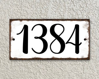 Rustic Farmhouse Address Sign, Made of Rustproof Metal, Distressed  address sign, House Numbers Plaque, Metal No Rust Weatherproof