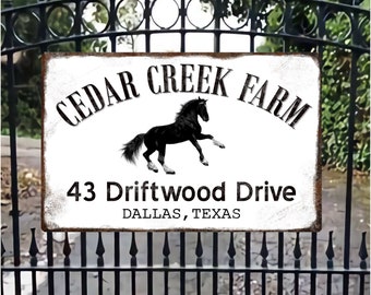 Horse Ranch Sign, Personalized Cabin Sign, Custom Metal Sign Outdoor, Established Farm Rustic, Address House Plaque, Entrance Address Sign,