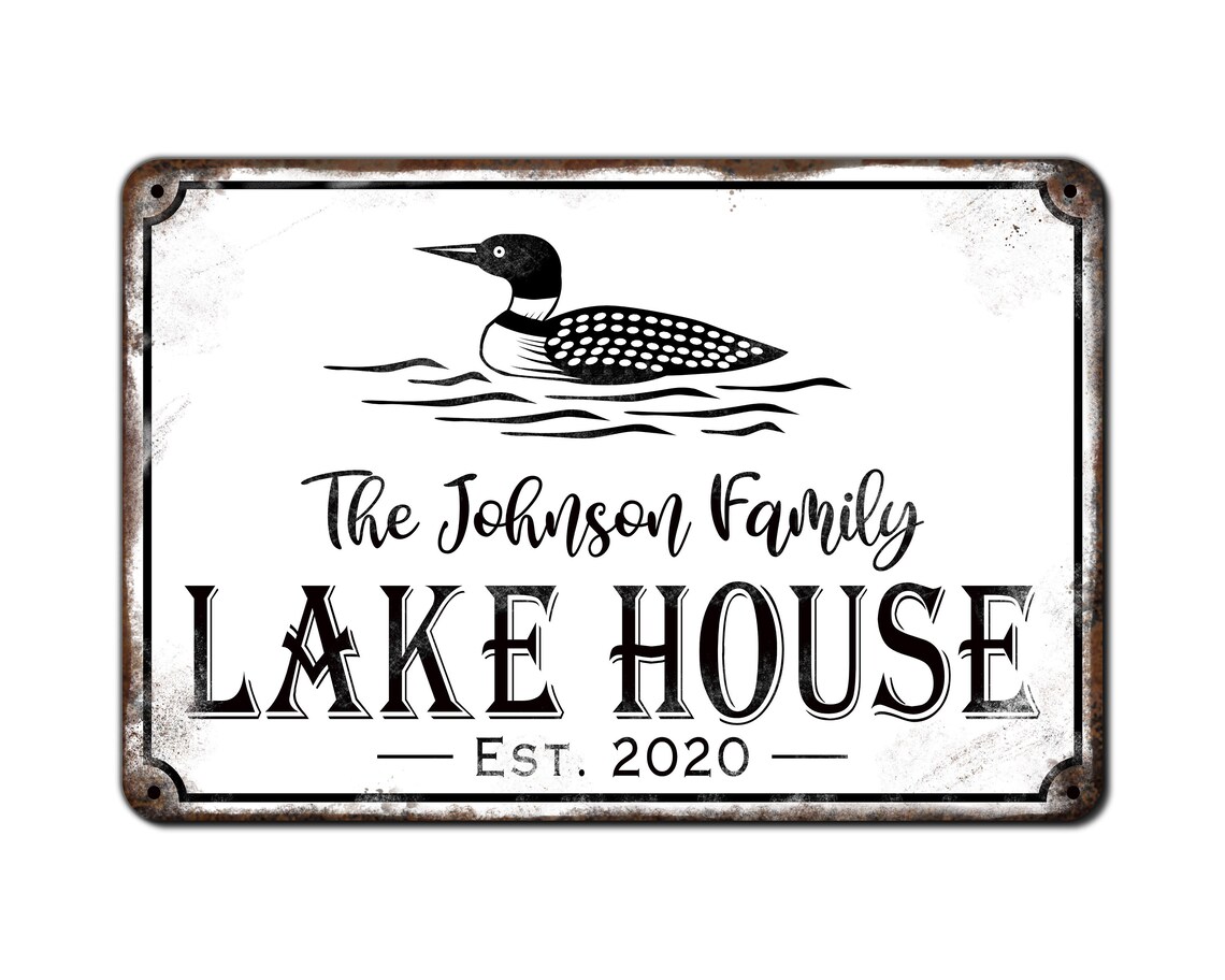 Personalized Lake House Sign Cottage Outdoor Plaque Metal Etsy
