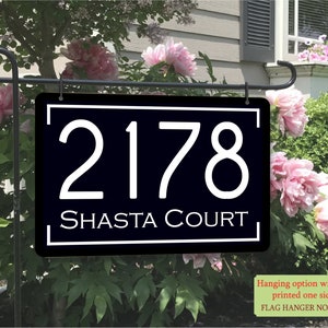Contemporary Address Sign for house, house numbers, hanging post plaque, 1 or 2 Sides Printed, 8 x 12 house numbers, new home gift