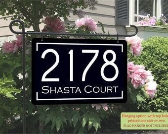 Contemporary Address Sign for house, house numbers, hanging post plaque, 1 or 2 Sides Printed, 8 x 12 house numbers, new home gift