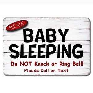 Baby Sleeping Sign, No Soliciting Sign, Do not Disturb, Metal Sign, RUSTIC Wood grain,  No Rust Weather Proof, no solicitation