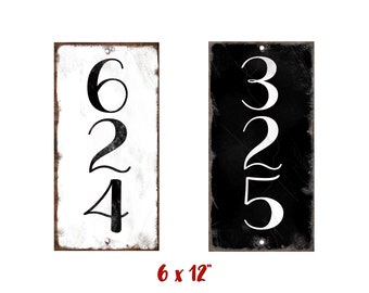 Rustic Address Sign, Farmhouse Decor,  House Numbers, Street Sign, Address Plaque, Custom Address Sign, 6" x 12" or 6 x 18" Vertical