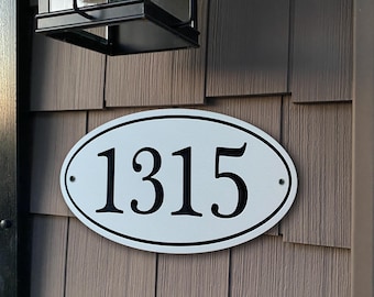 Large Address House Number sign, Durable Engraved plaque 15 1/2" x 7 1/2" Oval Weatherproof, Great housewarming gift for new homeowner