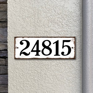 Rustic Farmhouse Address Sign, Horizontal Distressed address sign, House Numbers Plaque, Metal No Rust Weatherproof