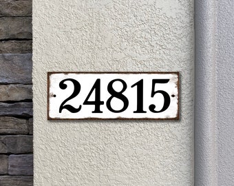Rustic Farmhouse Address Sign, Horizontal Distressed address sign, House Numbers Plaque, Metal No Rust Weatherproof
