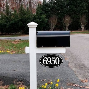 Personalized Oval Mailbox Sign with Large House Numbers, 7 x 12&quot;  Aluminum Plague that is High Gloss