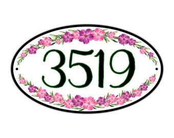 Flower Design House Number, Metal No Rust, Housewarming Gift, Realtor Gift, Address Sign, House Number, Aluminum sign, watercolor flowers