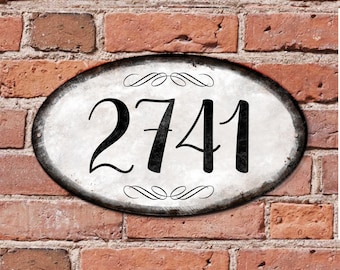 Address Sign with Numbers and Street name, Custom Farmhouse Style with Rustic Shabby Vintage finish 7x12 made of Aluminum Metal Personalized