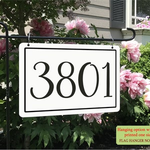 Hanging Address Sign, Perfect for Mailbox, Light Post, or Garden Flag Stand, Large Numbers custom made of weatherproof metal for your yard