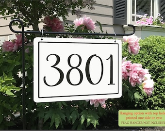 Hanging Address Sign, Perfect for Mailbox, Light Post, or Garden Flag Stand, Large Numbers custom made of weatherproof metal for your yard