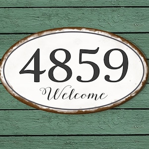 House Address Sign, Housewarming Gift, Realtor Gift, Address Sign, House Number, Number Plaque,  oval address sign, 7 x 12 Aluminum sign,