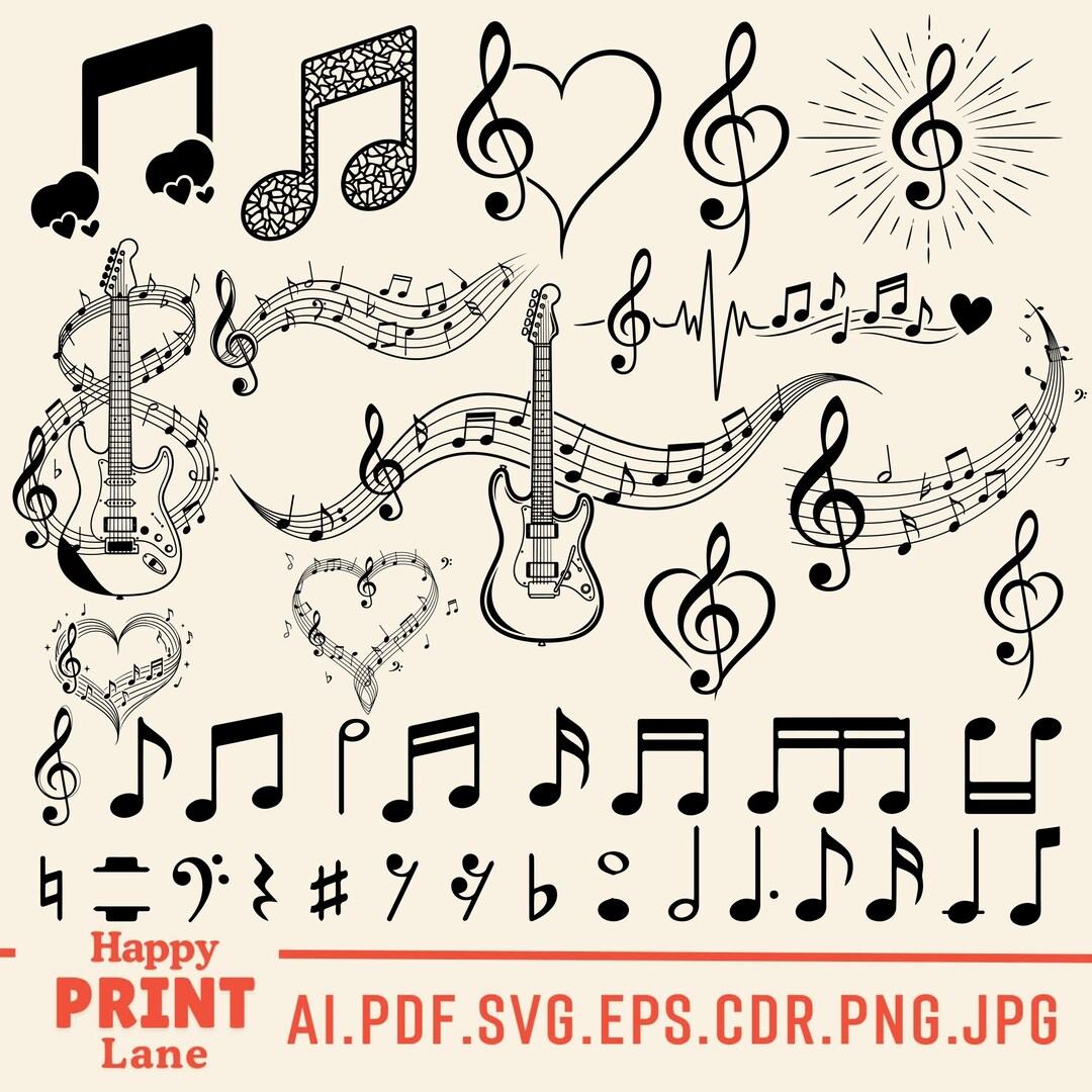 Music Notes Rythm Svg Music Notes SVG, Music Notes Clipart, Musical Notes Svg, Music Symbols ...
