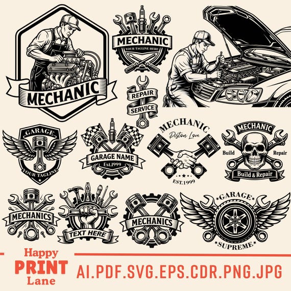 Mechanic Svg, Auto Mechanic Tools Logo, Mechanic Shirt Svg Png, Repair Tools & Spark Plug SVG, Digital Download