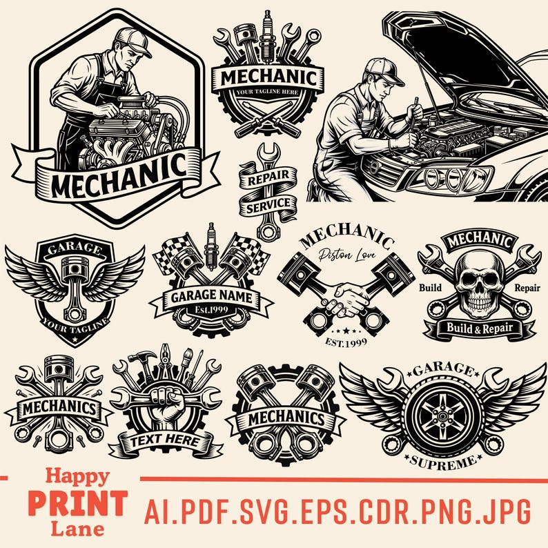 Mechanic Svg, Auto Mechanic Tools Logo, Mechanic Shirt Svg Png, Repair Tools & Spark Plug SVG, Digital Download image 1