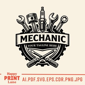 Mechanic Svg, Auto Mechanic Tools Logo, Mechanic Shirt Svg Png, Repair Tools & Spark Plug SVG, Digital Download image 3