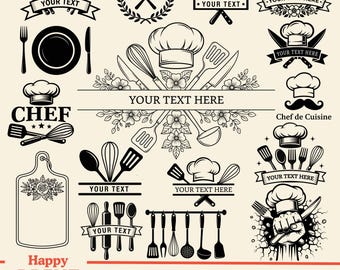 Koch SVG Bundle | Koch Logo SVG | Kochen & Backen Clipart | Küchenwerkzeuge PNG | Cricut Silhouette Laser Schnitt | Digitaler Download