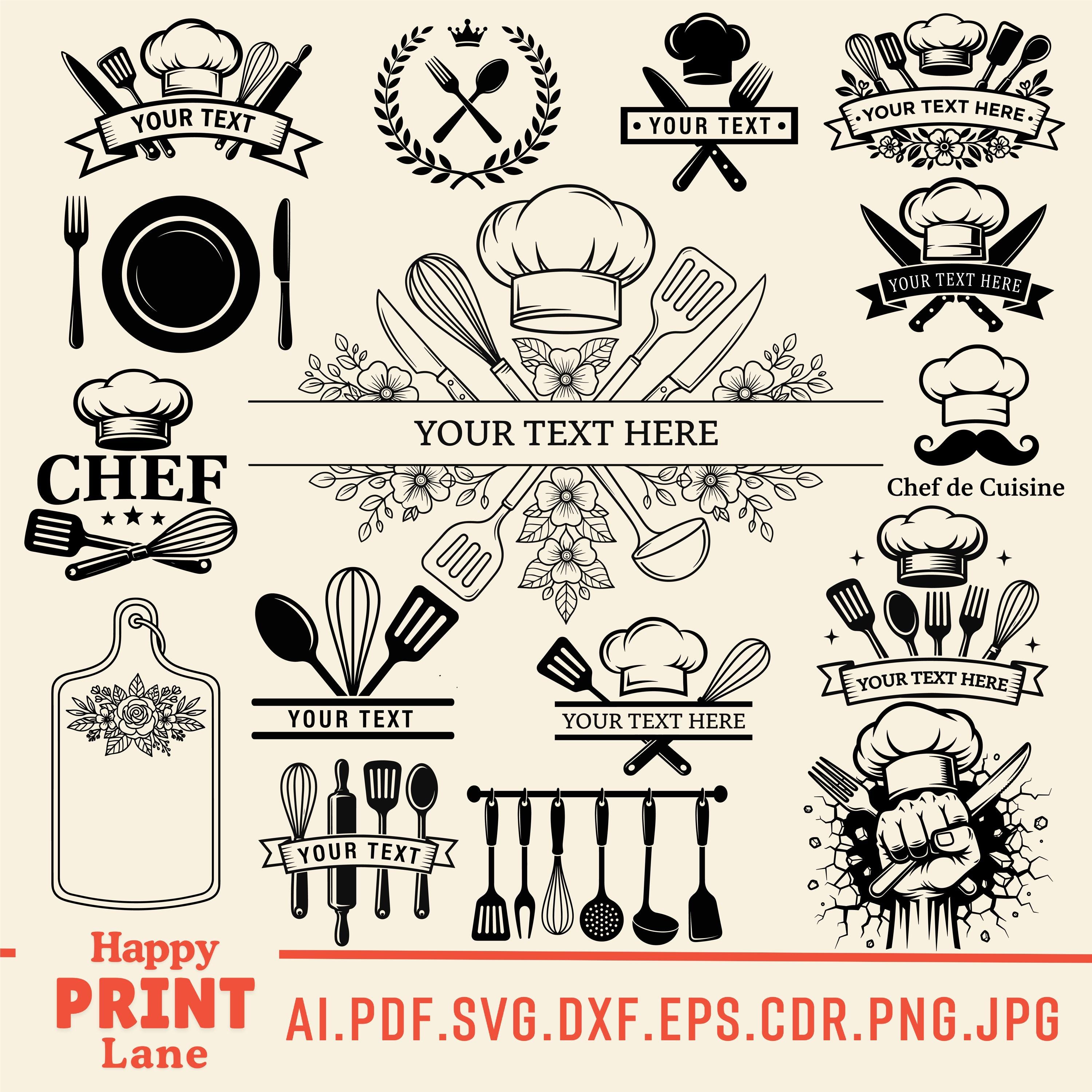 Chef SVG Bundle | Chef Logo SVG | Cooking & Baking Clipart | Kitchen ...