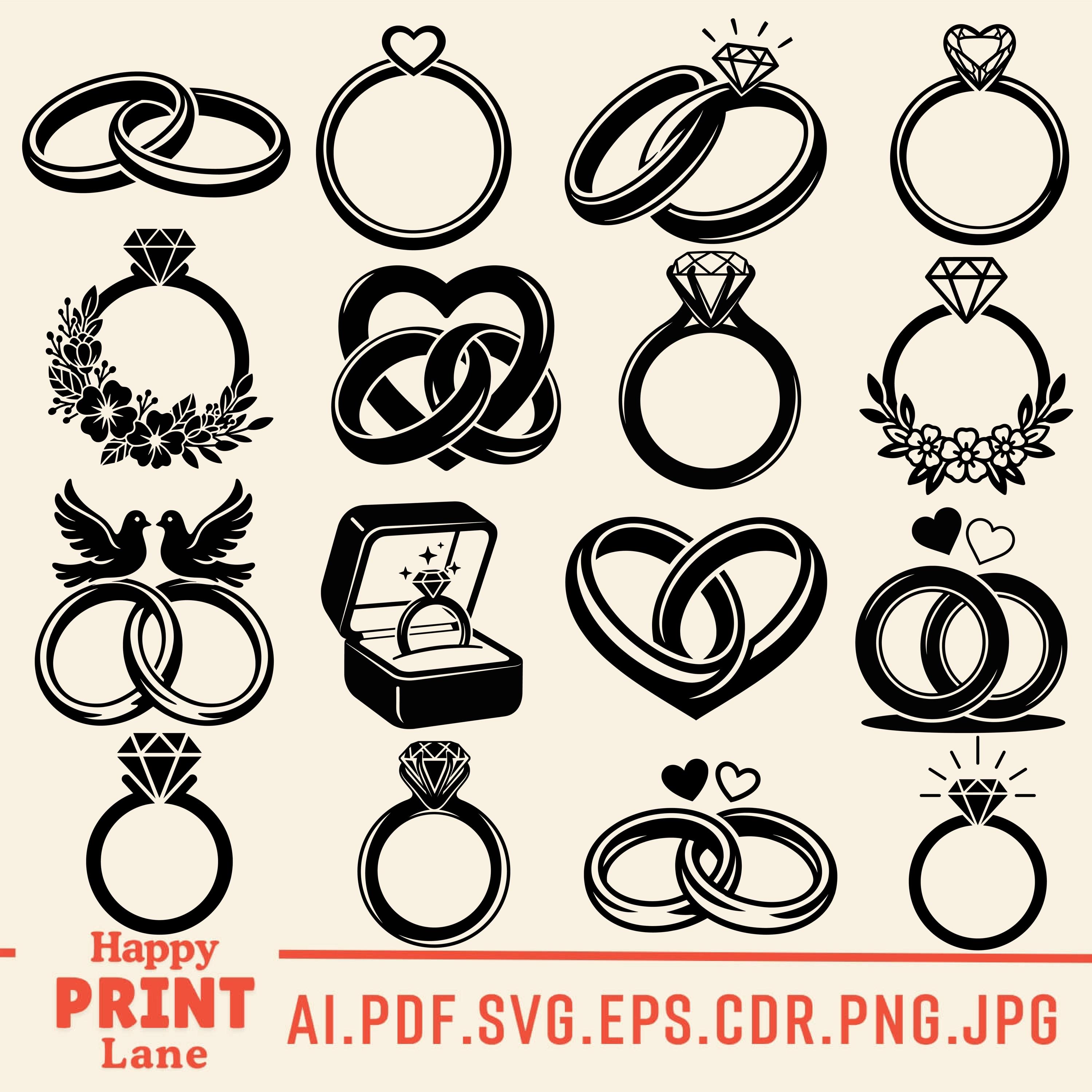 Wedding Ring SVG Bundle, Marriage Ring SVG, Engagement Ring SVG ...