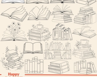 Open Book SVG, Stack of Books Svg, Bookshelf Svg, Open Book Icon, Floral Book Svg, Books with Flowers Svg, Reading Book Svg, Book Lover Svg