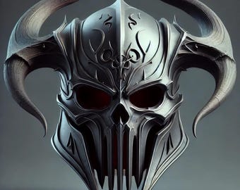 Dark Fantasy Skull Helmet - AbyssForged Demon Warrior Cosplay Mask - 3D Printed Collectible - LARP, Halloween, Display Piece, Diablo, STL