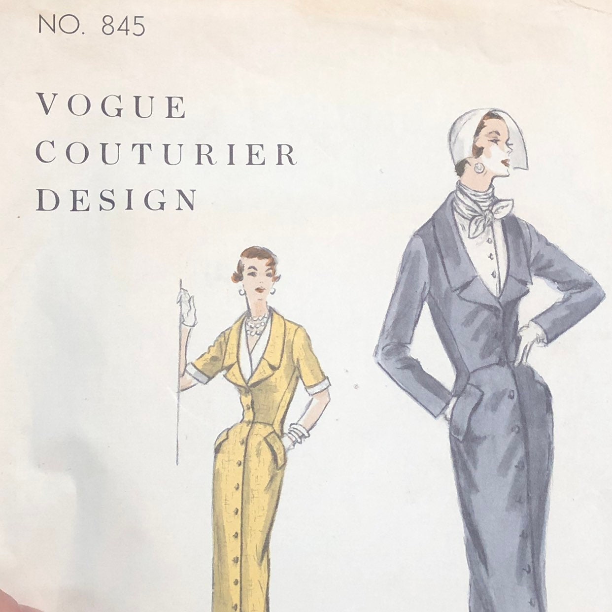 1955 Vogue Couturier Design No 845 One Piece Dress With Etsy 1955 Vogue Couturier Design No 845 One Piece Dress With Etsy
