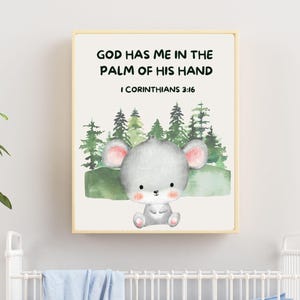 Christliche Kinderzimmer Deko Maus | Waldtier Wand Kunst | Sofortdownload | Bibel Vers Wandkunst | Sonntagsschule | Druckbare Schrift