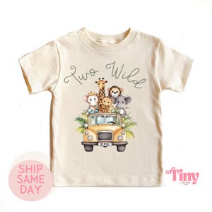 Two Wild Baby Safari Animals Baby Bodysuit, 2nd Birthday Tee, Safari Party, 2nd Birthday Safari Toddler Tee, Boho Natural Kids Tees