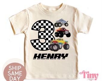 Personalized Monster Truck Birthday Shirt, Racing Car Tee