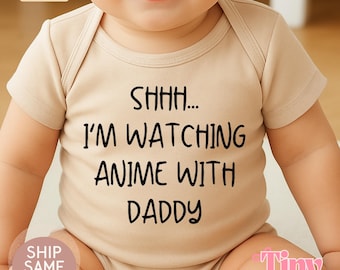 Funny Anime Baby Bodysuit: Watching Anime With Daddy